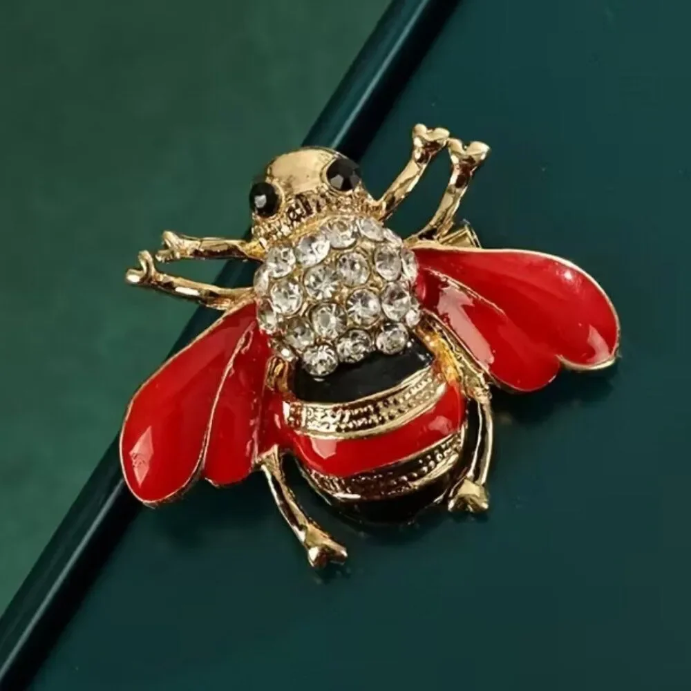 Bumble Bee Pins/Brooches 4pc Set Enamel & Rhinestones Brooch Whimsical MEDIUM